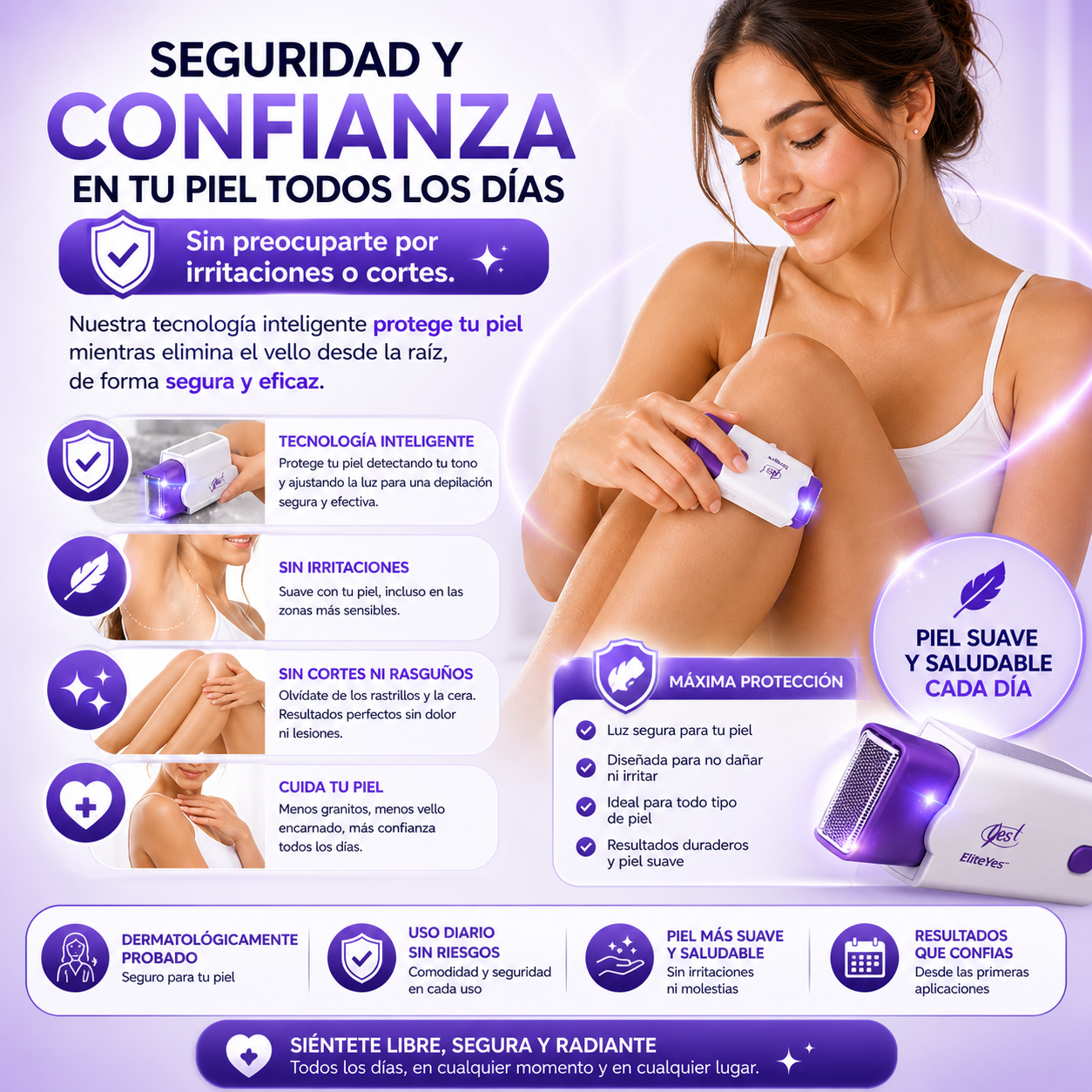 Depiladora Recargable Con Sensor EliteYes™