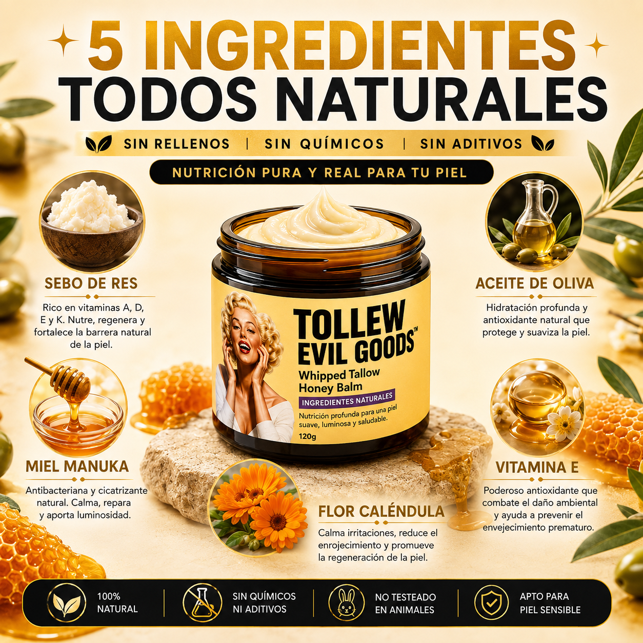 Tollew Evil Goods™ | Bálsamo Facial de Miel y Res 120g