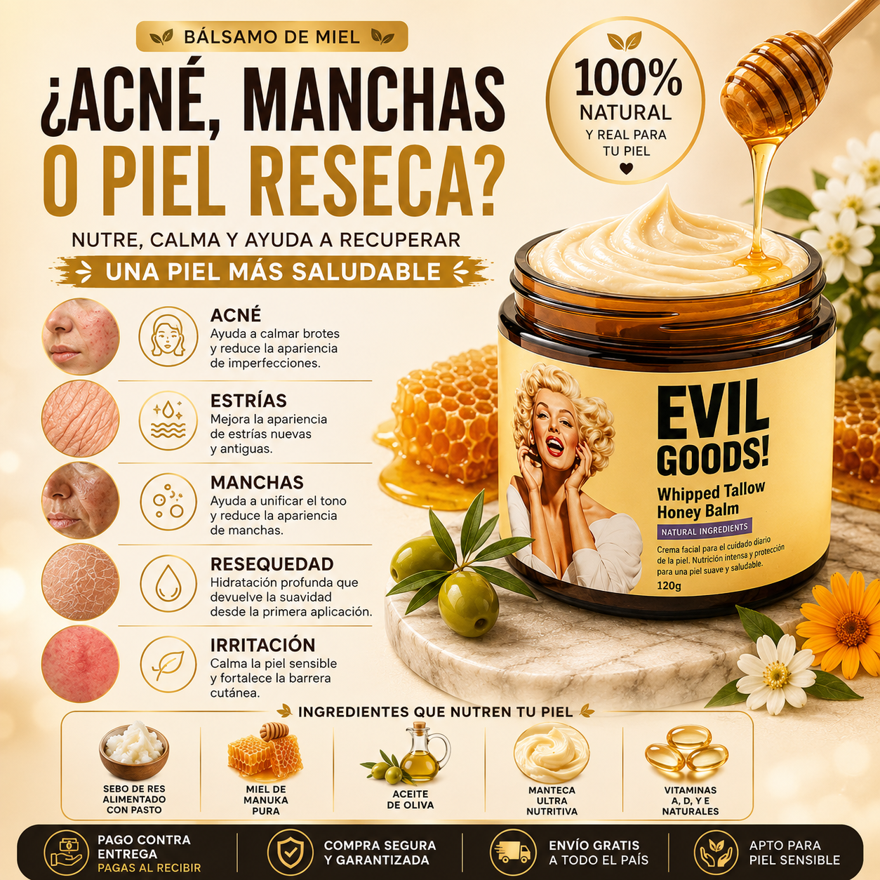 Tollew Evil Goods™ | Bálsamo Facial de Miel y Res 120g