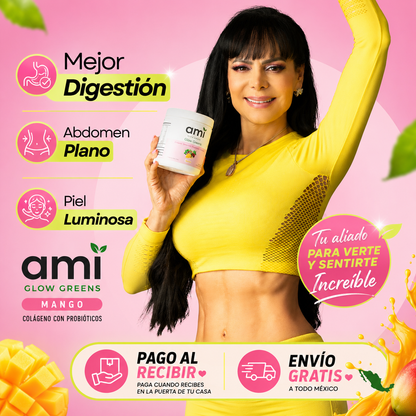 Ami Glow Greens Mango | Colágeno Con Probióticos