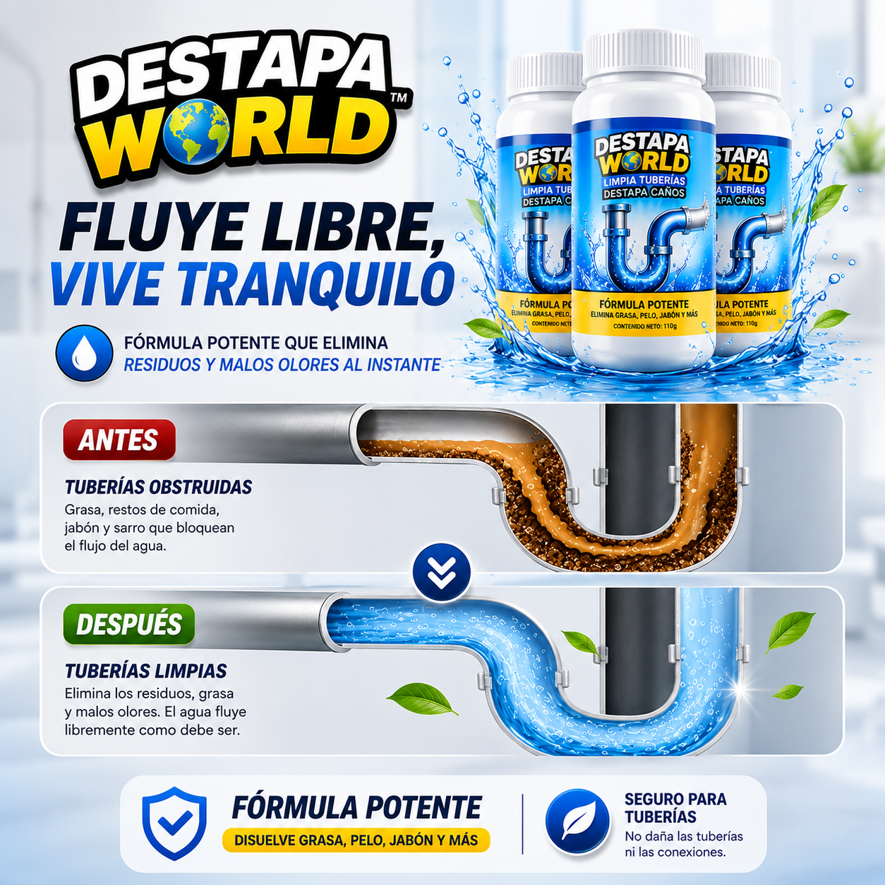 Destapa World™ | Limpia Tuberías Destapa Caños