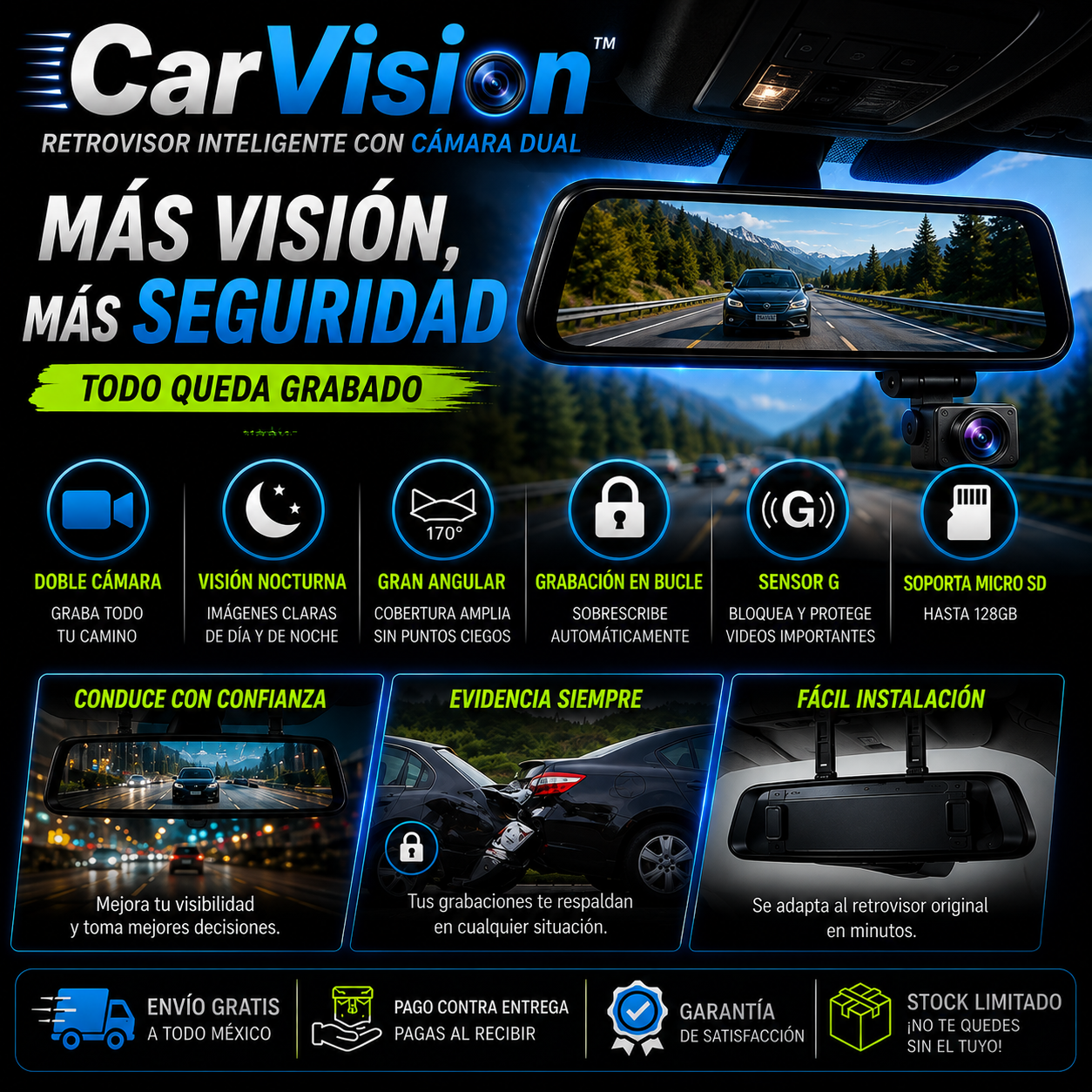 CarVision™ | Retrovisor Inteligente con Cámara