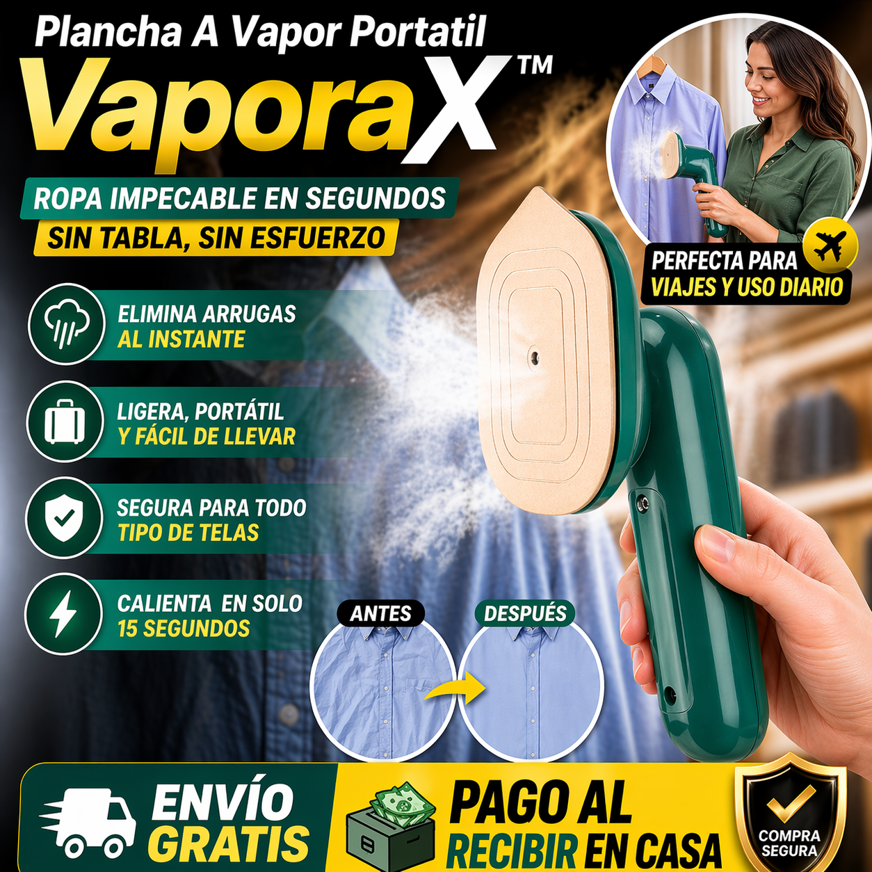 Plancha A Vapor Portátil VaporaX™