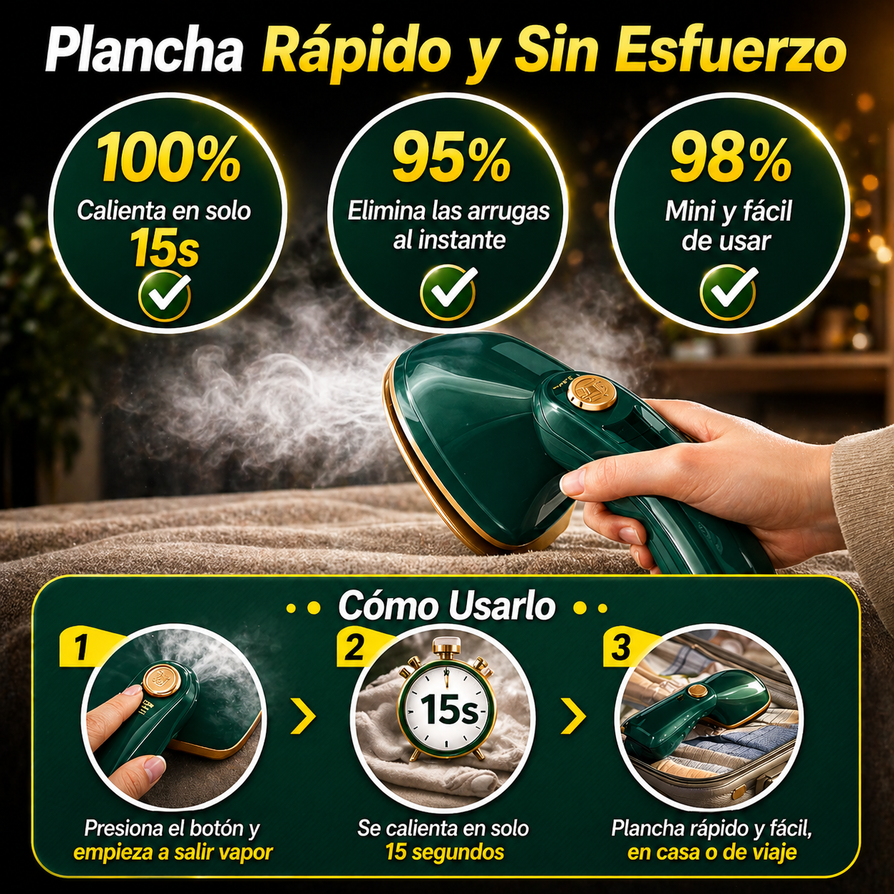 Plancha A Vapor Portátil VaporaX™