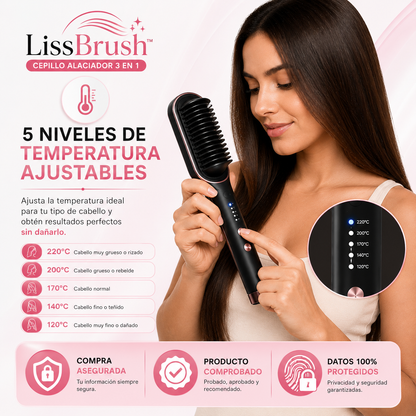 LissBrush™ | Cepillo Alaciador 3 en 1