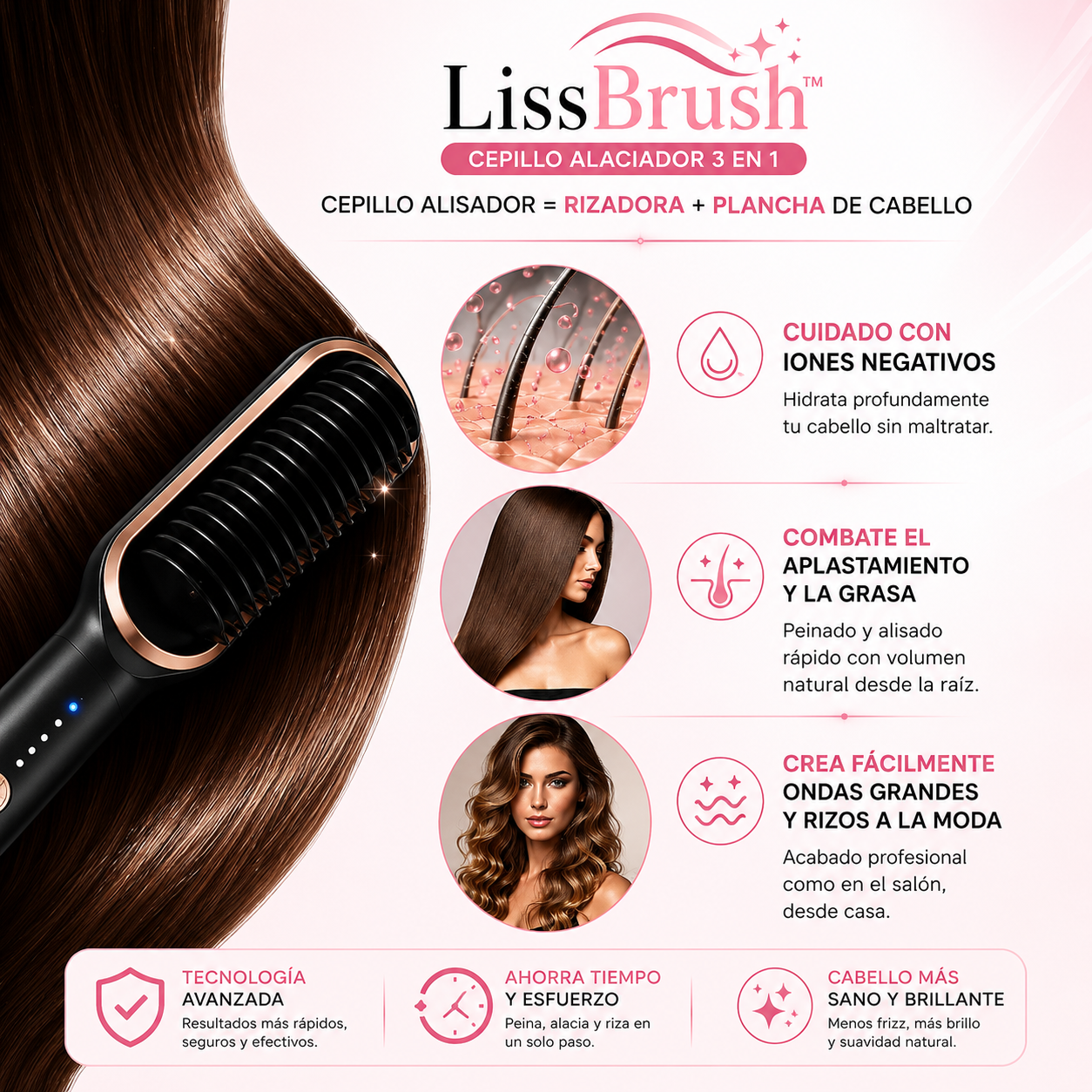 LissBrush™ | Cepillo Alaciador 3 en 1