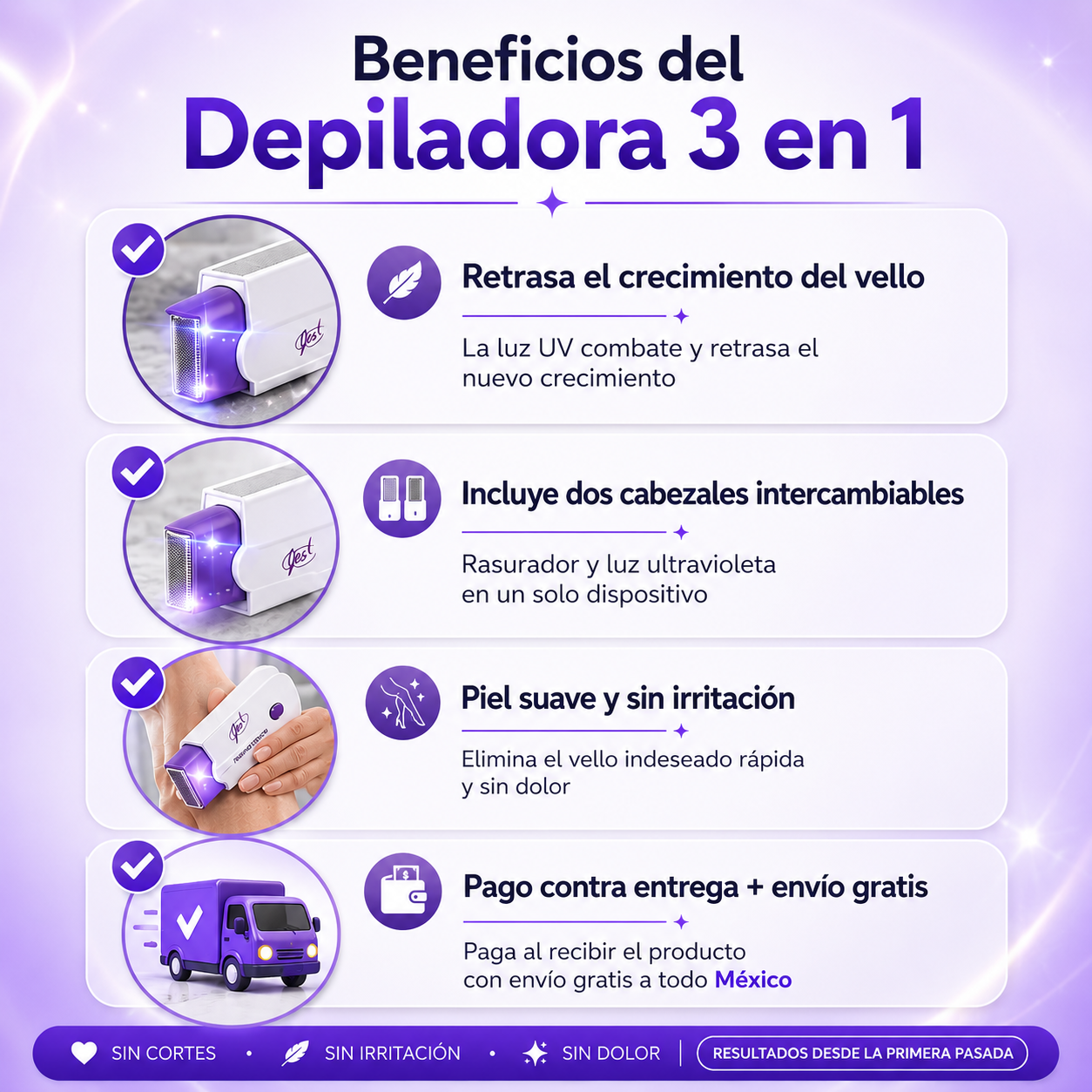 Depiladora Recargable Con Sensor EliteYes™