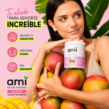 Ami Glow Greens Mango | Colágeno Con Probióticos