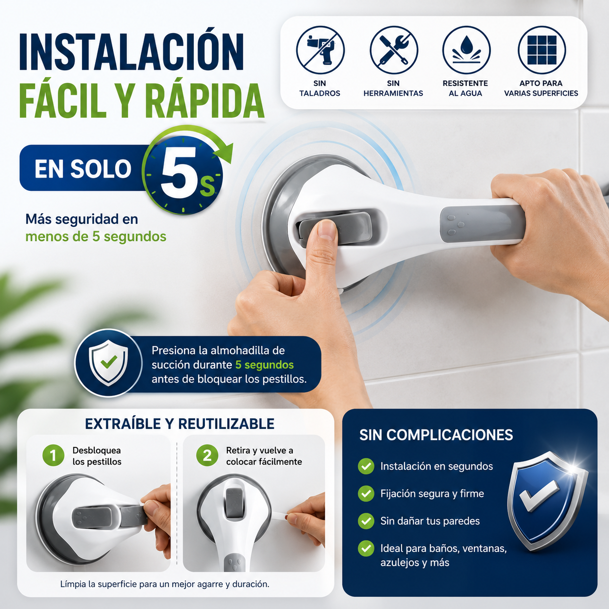 SafeGrip™ | Barra de Seguridad Antideslizante