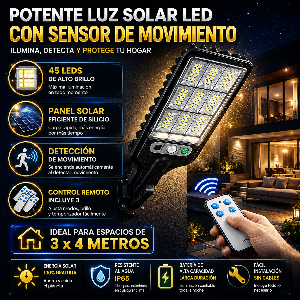 SOLARIX™ | Mega Pack 3 Lámparas LED Solares