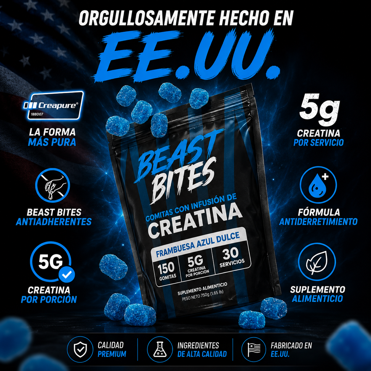 BEAST BITES™ | Gomitas de Creatina Sin Azúcar 150pz