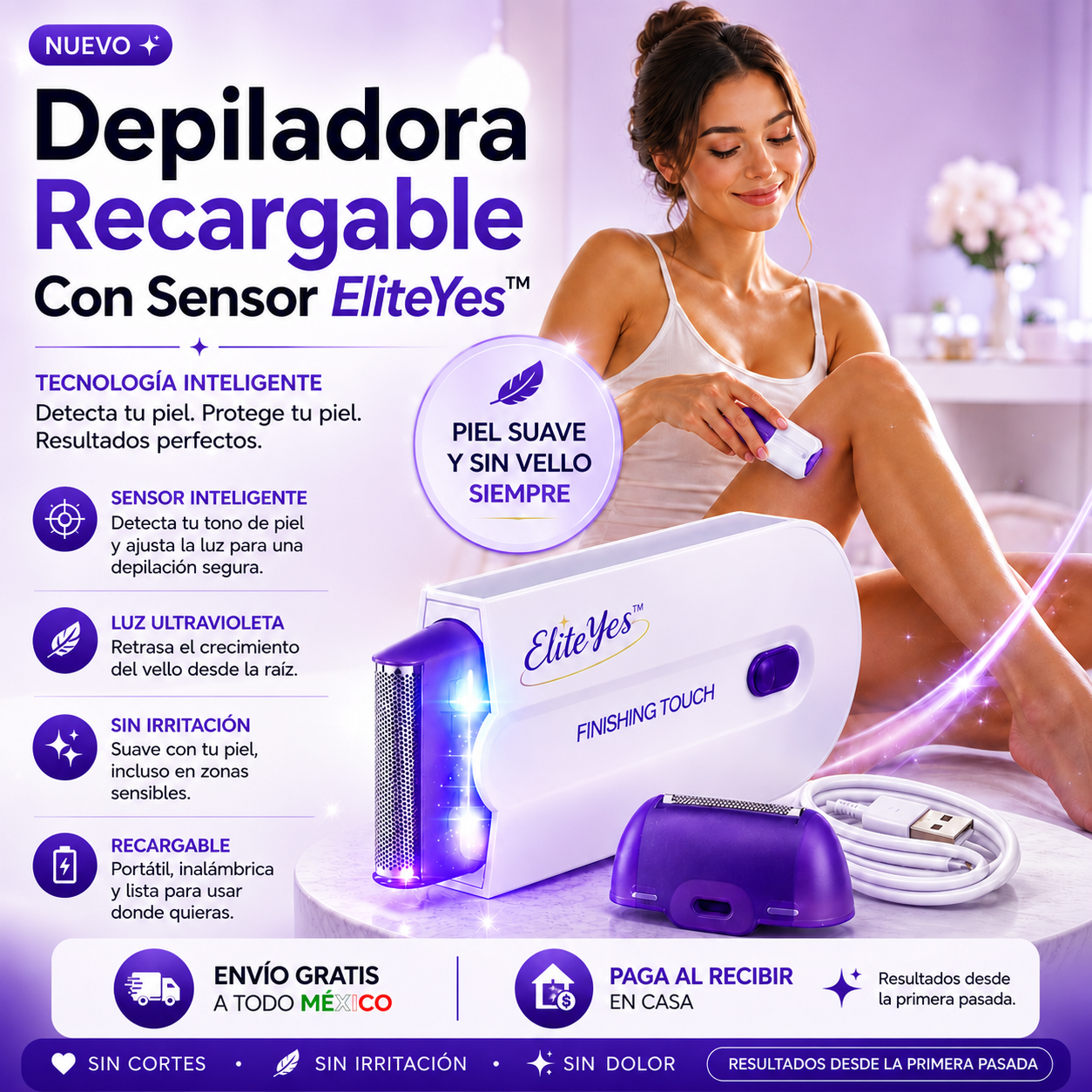 Depiladora Recargable Con Sensor EliteYes™