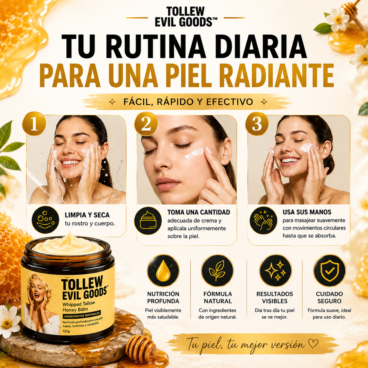 Tollew Evil Goods™ | Bálsamo Facial de Miel y Res 120g